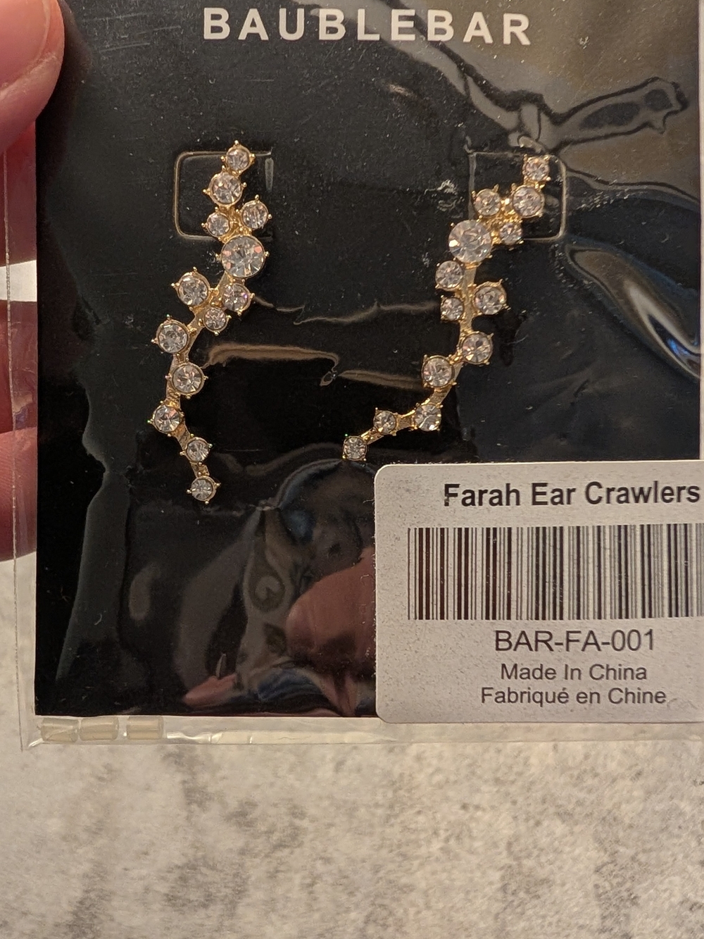 BaubleBar Gold Crystal Ear Crawlers with Clear Stones